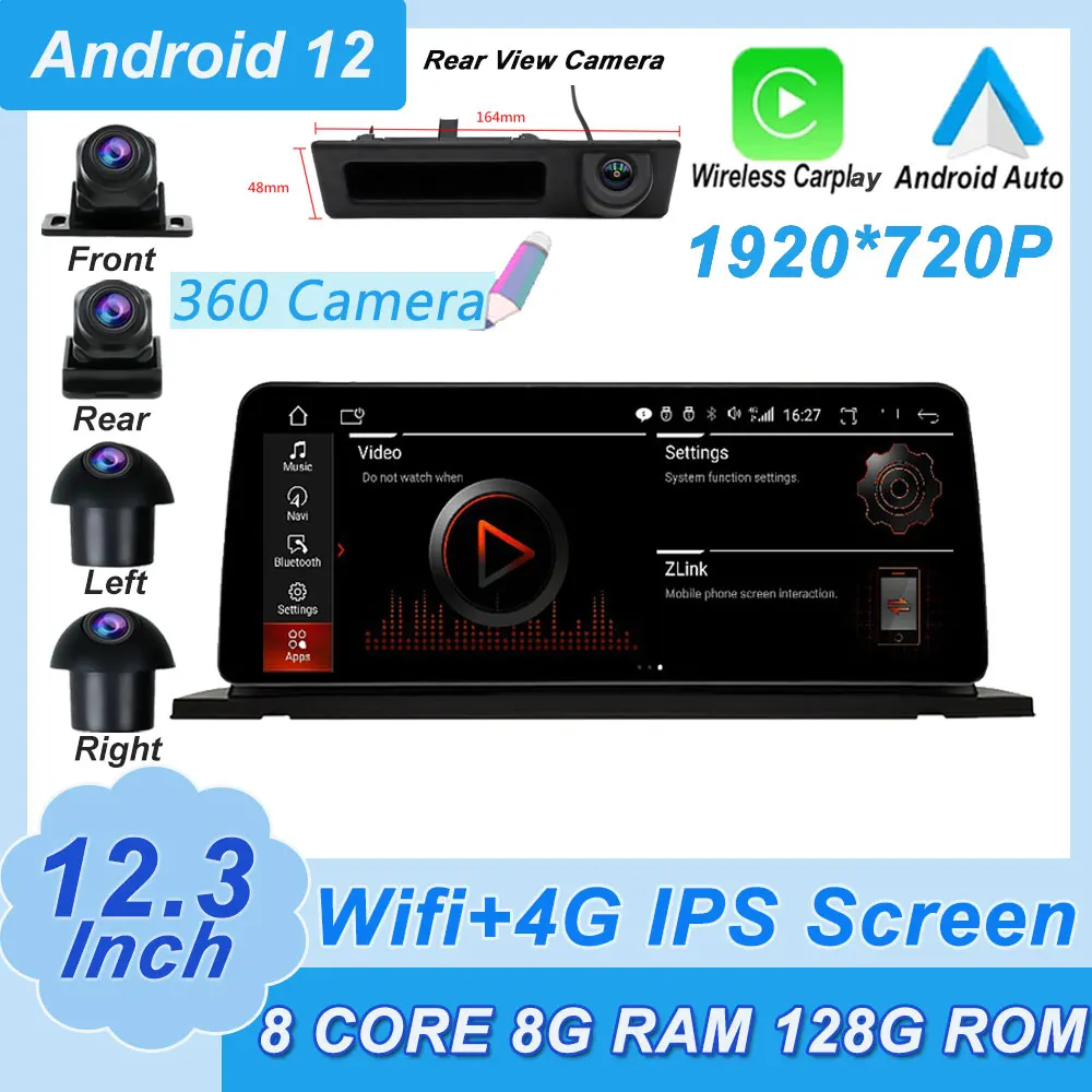 

Android 12.0 Car Player For BMW 5 Series F07 GT CIC NBT System 2011-2016 Carplay + Auto 12.3" 1920*720P IPS Screen