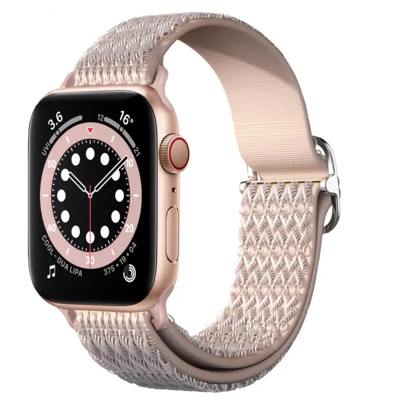 

Thickened Replacement Wrist Strap Nylon Sweatproof Watch Strap Waterproof Elastic Strap For Apple Watch7 Diamond Pattern