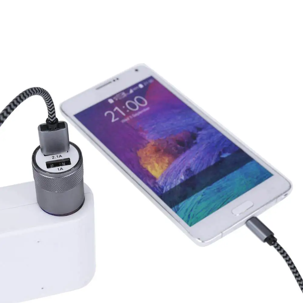 

Mini Car Charger Dual USB Aluminium Alloy Dual-Port Car Charger Fast-Charge Durable Fast Charge For IPhone Xiaomi Mobile Phone