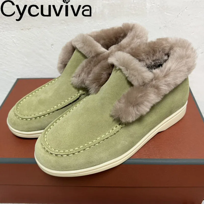 

Женские зимние ботинки с высоким берцем, шерстяные ботинки для прогулок телесного и черного цвета, теплые ботинки из искусственного меха, ж...