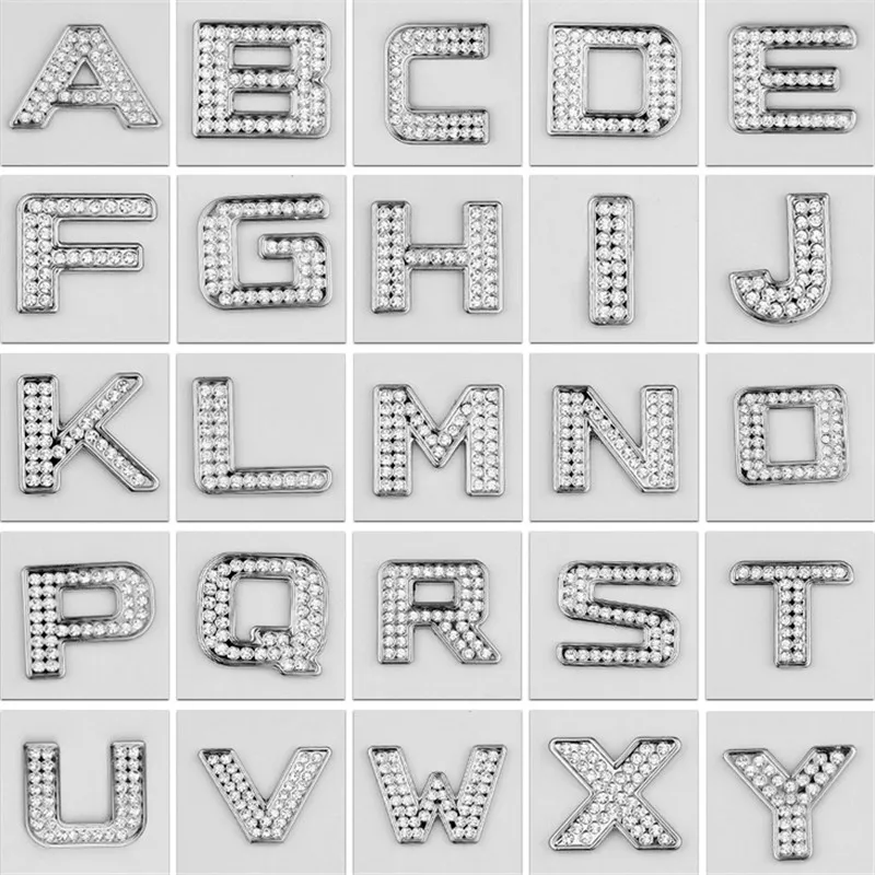 

Всего 160 штук Серебряная Хрустальная буква для автомобильного брызговика наклейка