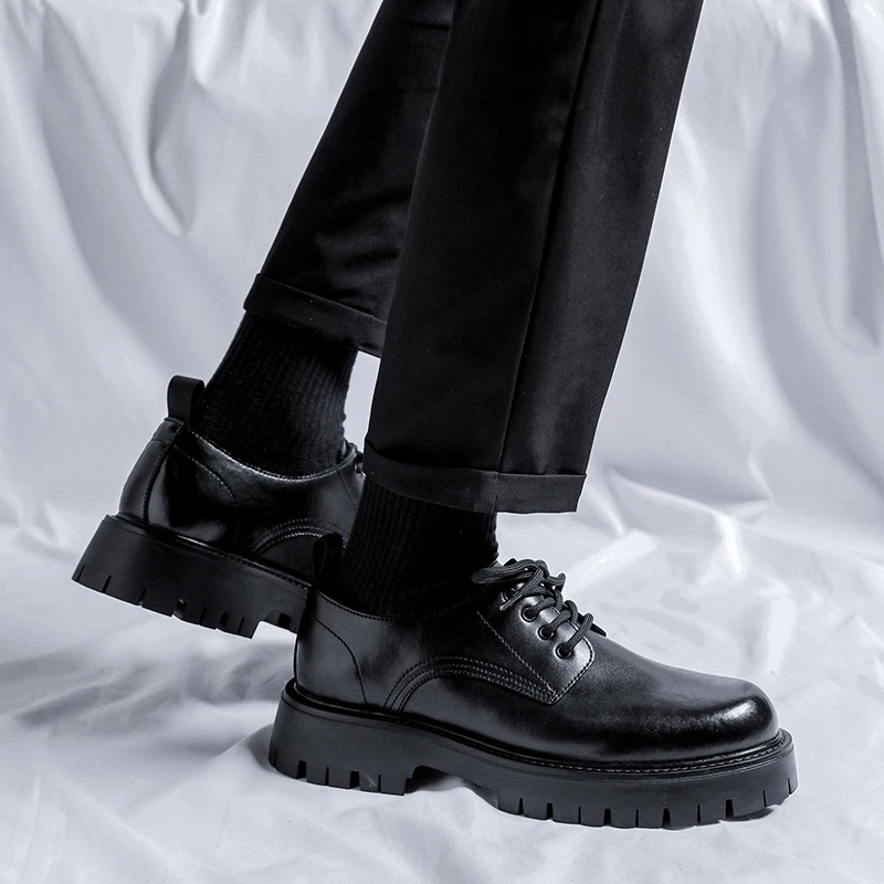 Туфли дерби мужские классические толстая подошва модная деловая Повседневная