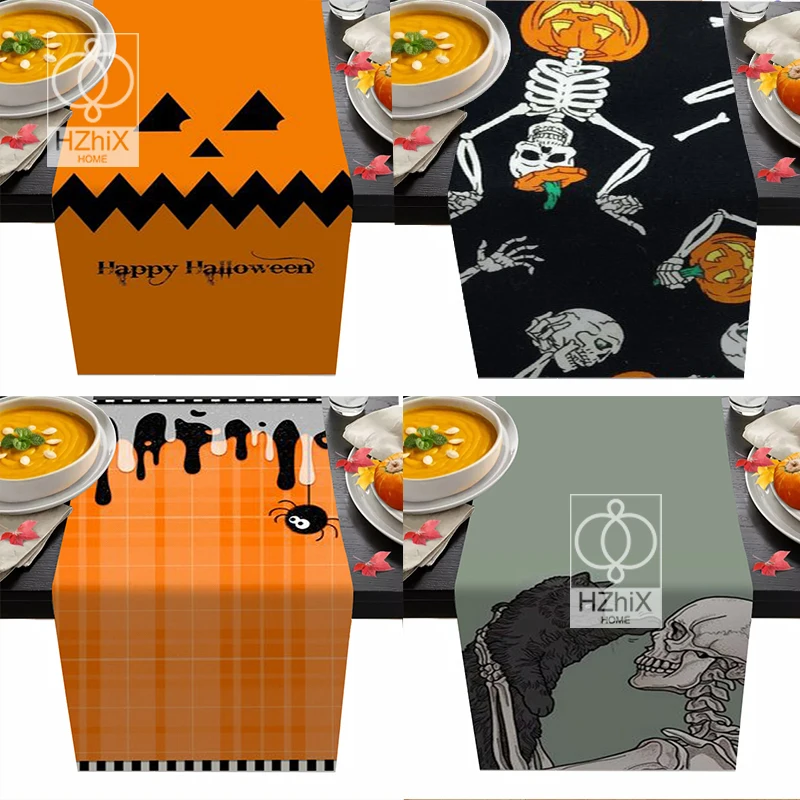 

Halloween Cartoon Table Runners Holiday Party Wedding Home Banquet Decoration Tablecloth Coffee Dining Festival Gift Table Cloth