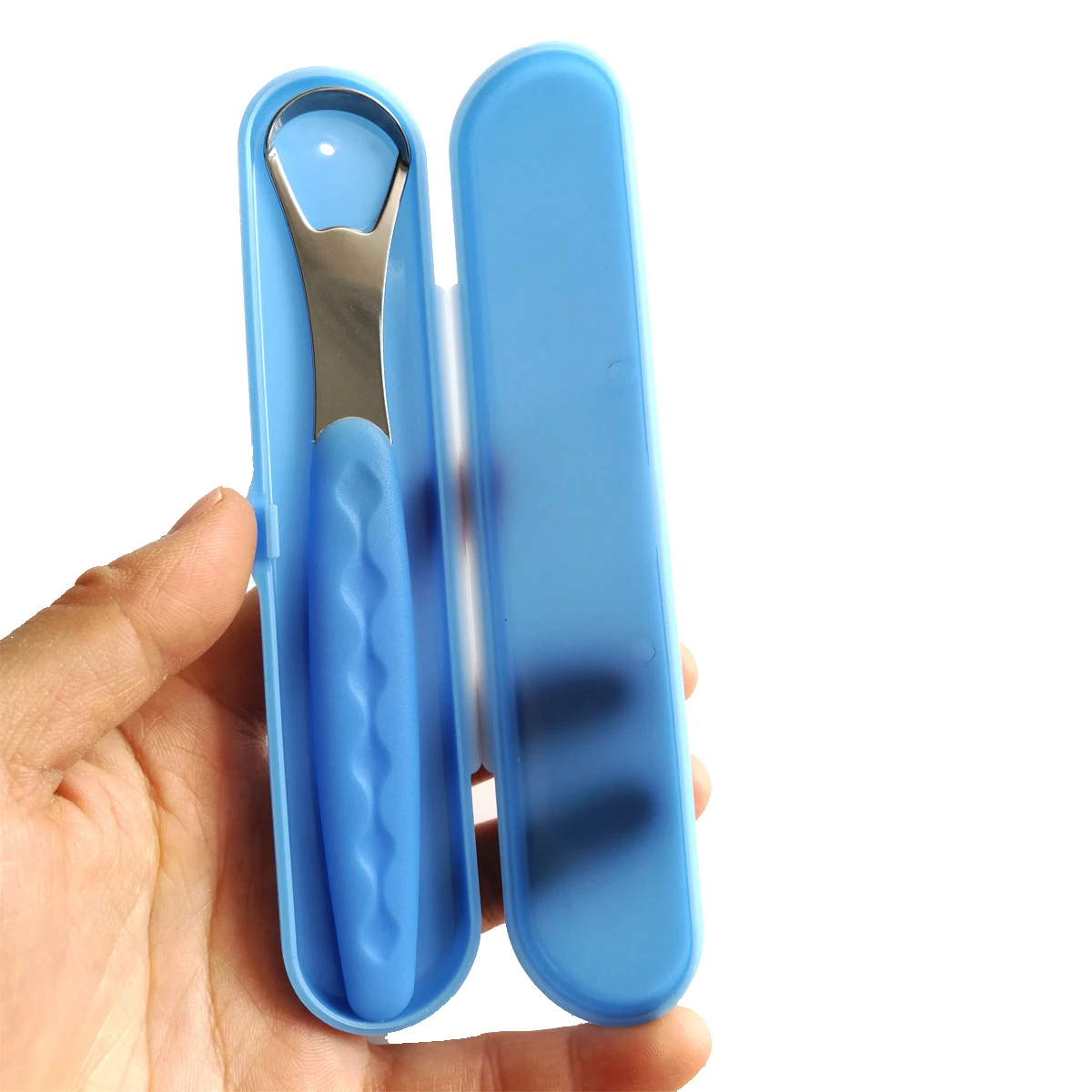 Скребок для языка портативный многоразовый из нержавеющей стали с нескользящей