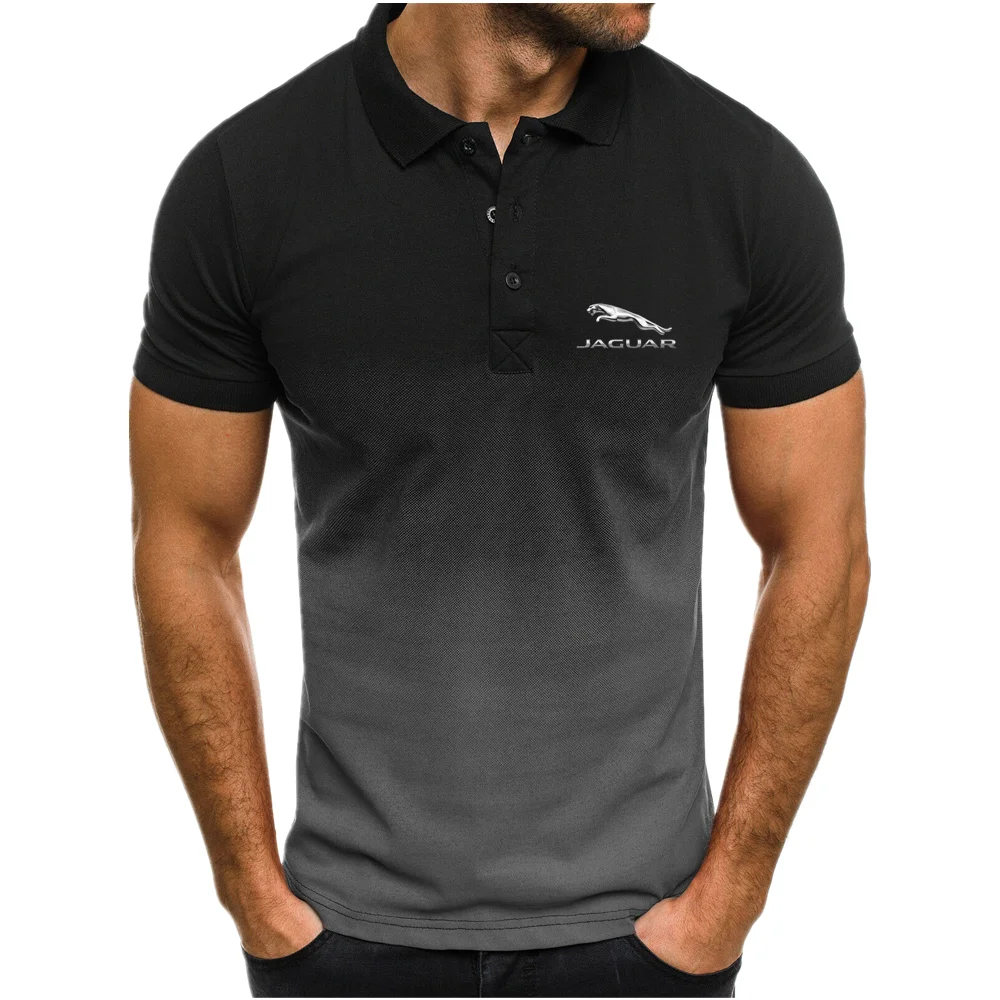 

2022 Men's JAGUAR New Clothing Summer Polo Shirts Hot Sale Short Sleeve Polo Shirts Business Casual Fashion Men's Gradient Tops