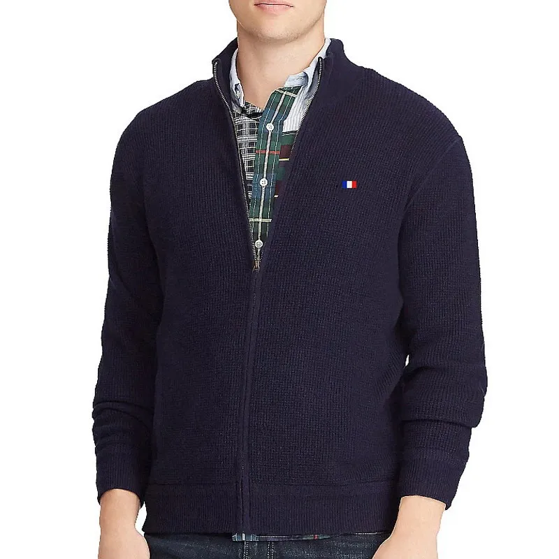 

High Quality 100% Cotton Sweater Men's Slim Fit Full Zip Knit Casual Jacket 8505