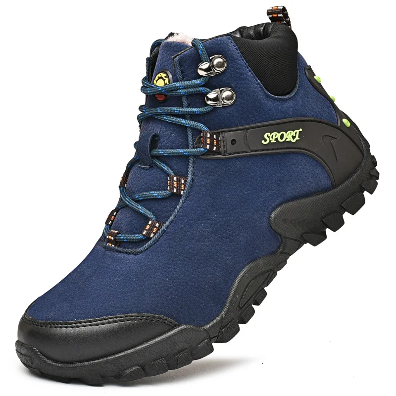 

Waterproof Leather Hiking Boots Men Winter Fur Warm Snow Mountain Boots Casual Outdoor Trekking Trail Walking Shoes Size 38-46