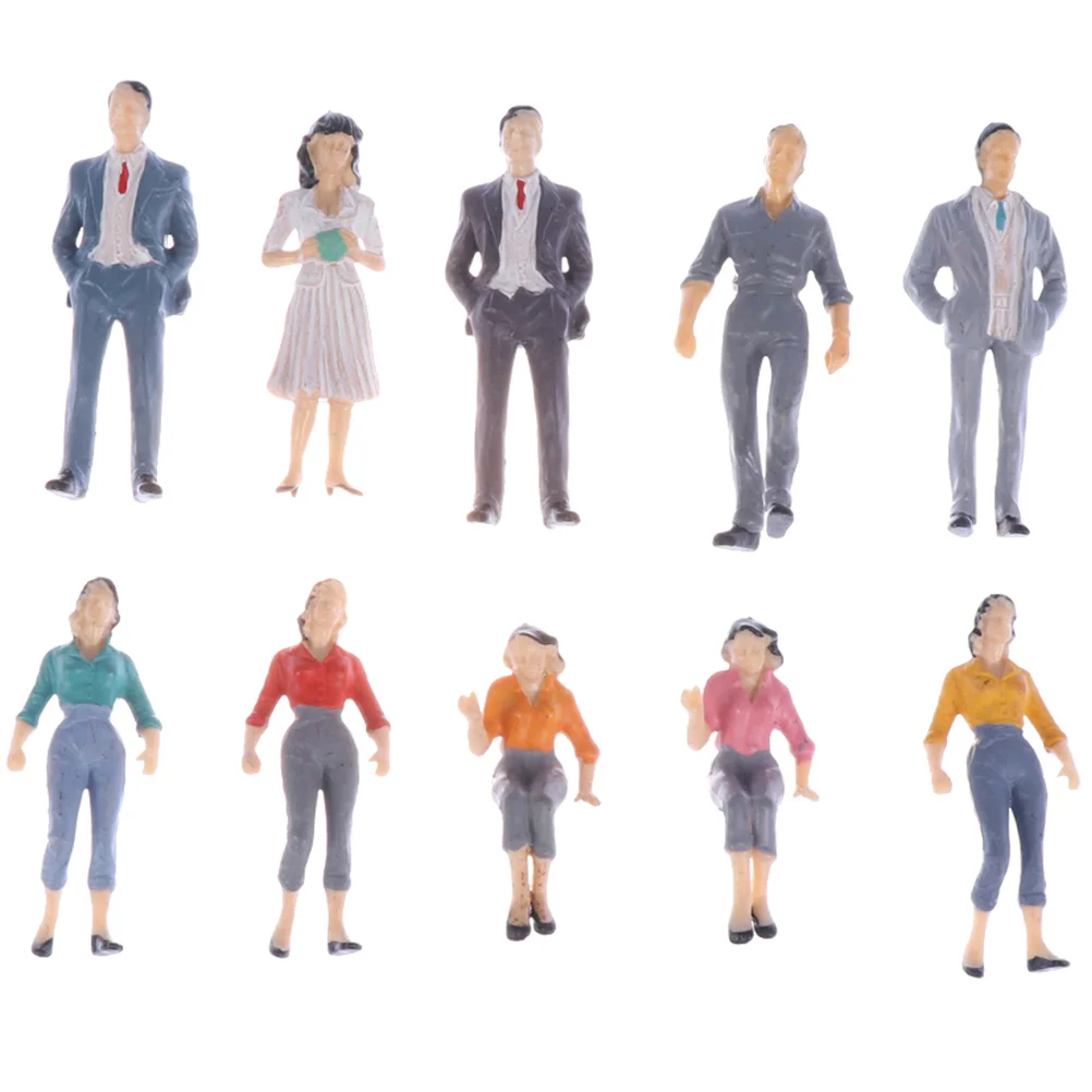 

10 Pcs Model Man Painted People Figures Models Mini Action Trains Layout Mix Miniature Plastic Station Props