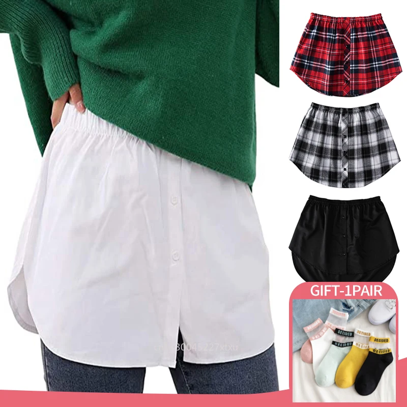 

Shirt Fake Top Lower Sweep Stripe Layering Half-Length Splitting a Version Fake Hem Cotton for Shirt Sweater Adjustable Girls