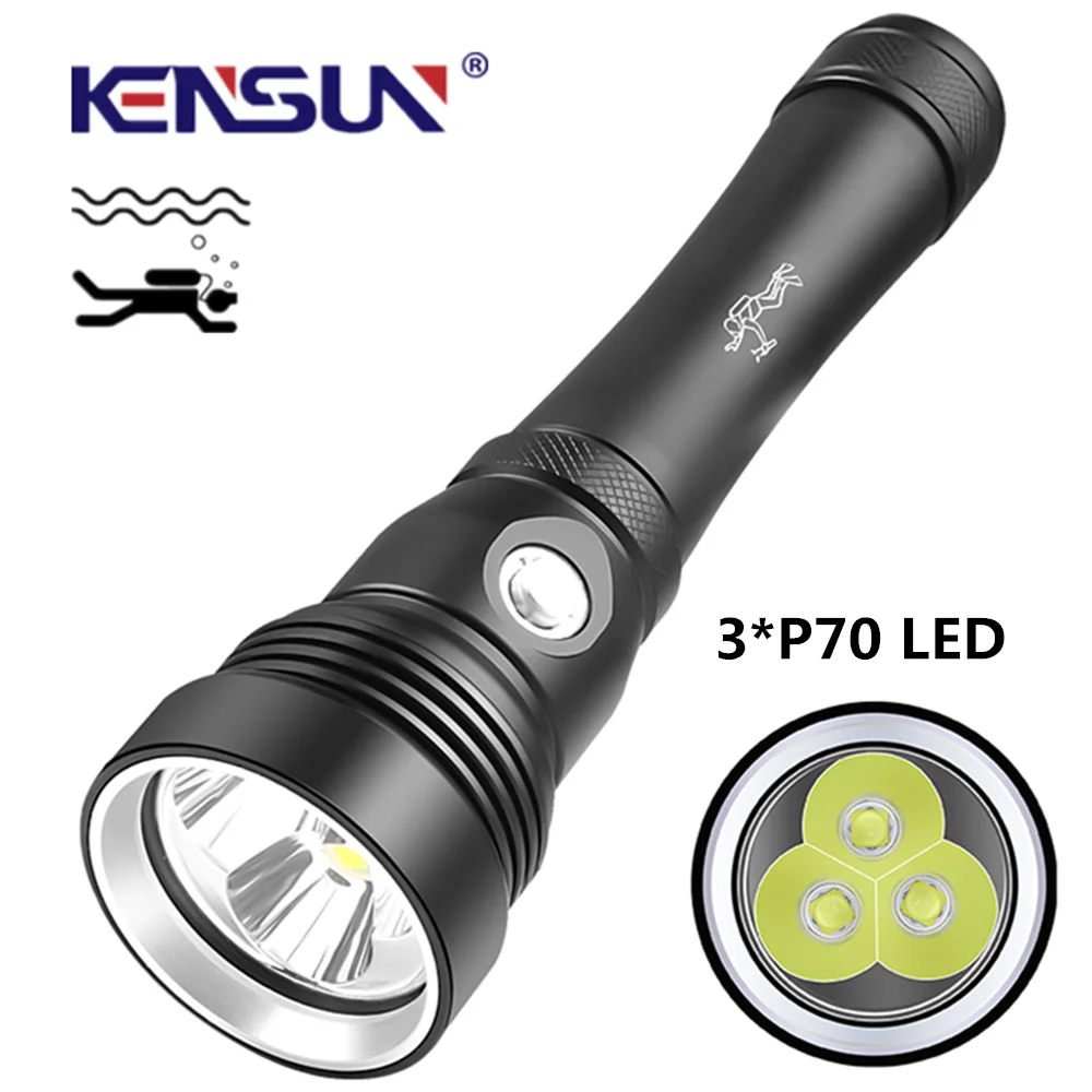 

High Power 3*XHP70 Glare Diving Flashlight Professional Diving Deep Sea Operations Patrol Tactical Torch