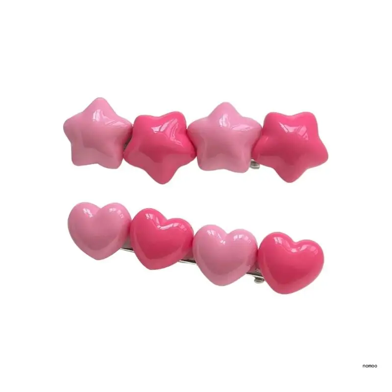 

Sweet Hair Clip Star/ Heart Shape Duckbill Hairpin Candy Color Hair Clip for Spring Summer Hairpins for Teenagers Child