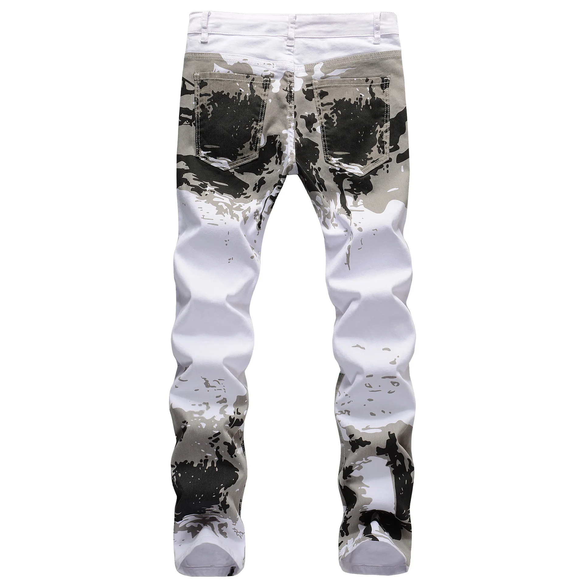 Spring And Autumn Men's Clothing Pants Slim-Fit Outdoor Sports Camouflage Print Stretch Small Straight Leg Jeans School Training
