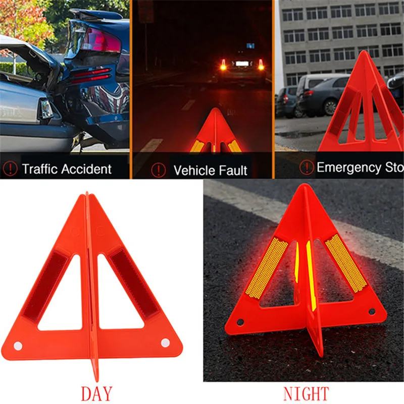 

2Pcs Car Warning Triangles Emergency Traffic Signaling Reflective Safety Stop Sign Crossing Detachable Folding