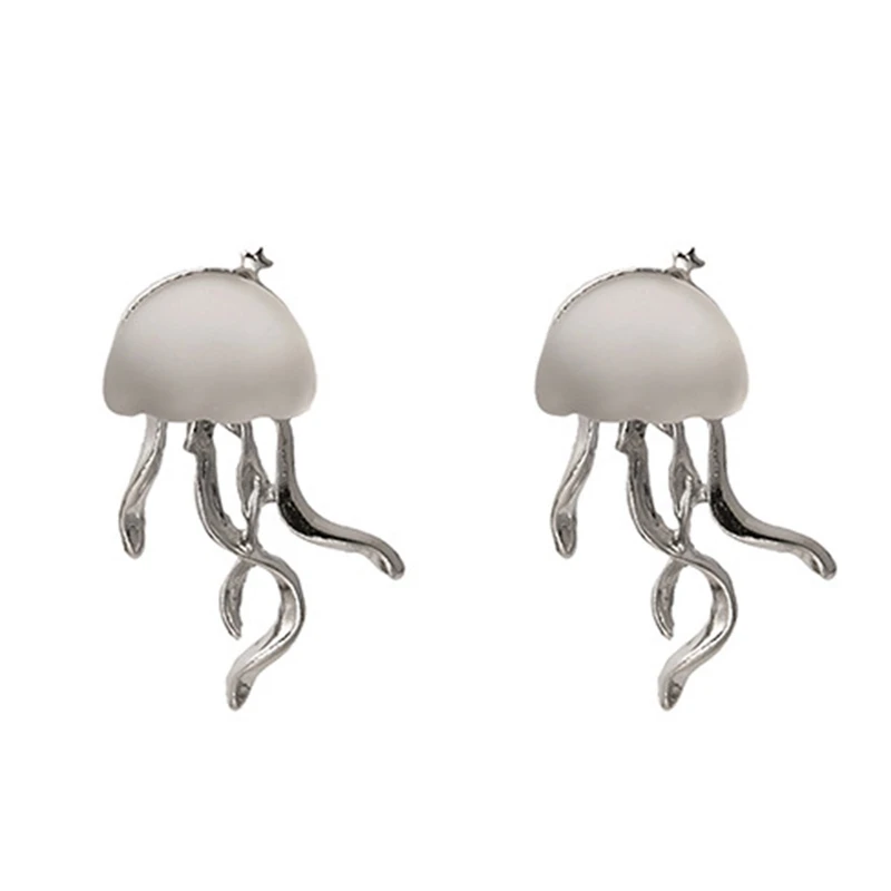 Fashion Design Floating Jellyfish Matte Crystal Earrings 2023 Korean Creativity Personality Female Acaleph Stud Earrings Jewelry images - 6