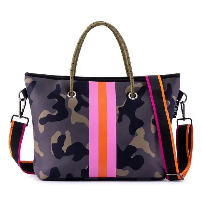 Neoprene Medium Crossbody Casual Lightweight Everyday Hand Bag for Women with Makeup Pouch, Neoprene Tote