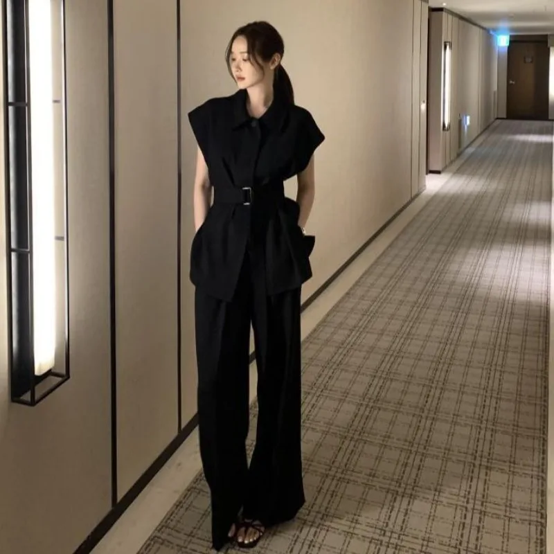 Matakawa блузка и брюки однотонные весенне-летние корейские модные элегантные