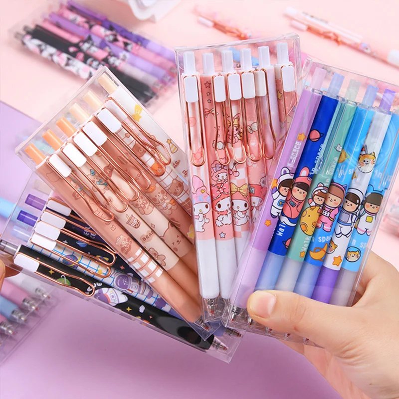 

6PCS Japan Anime Kawaii Little Devil Demon gel pen Cute 0.55 mm black ink neutral pens stationery Gift School writing Supplies