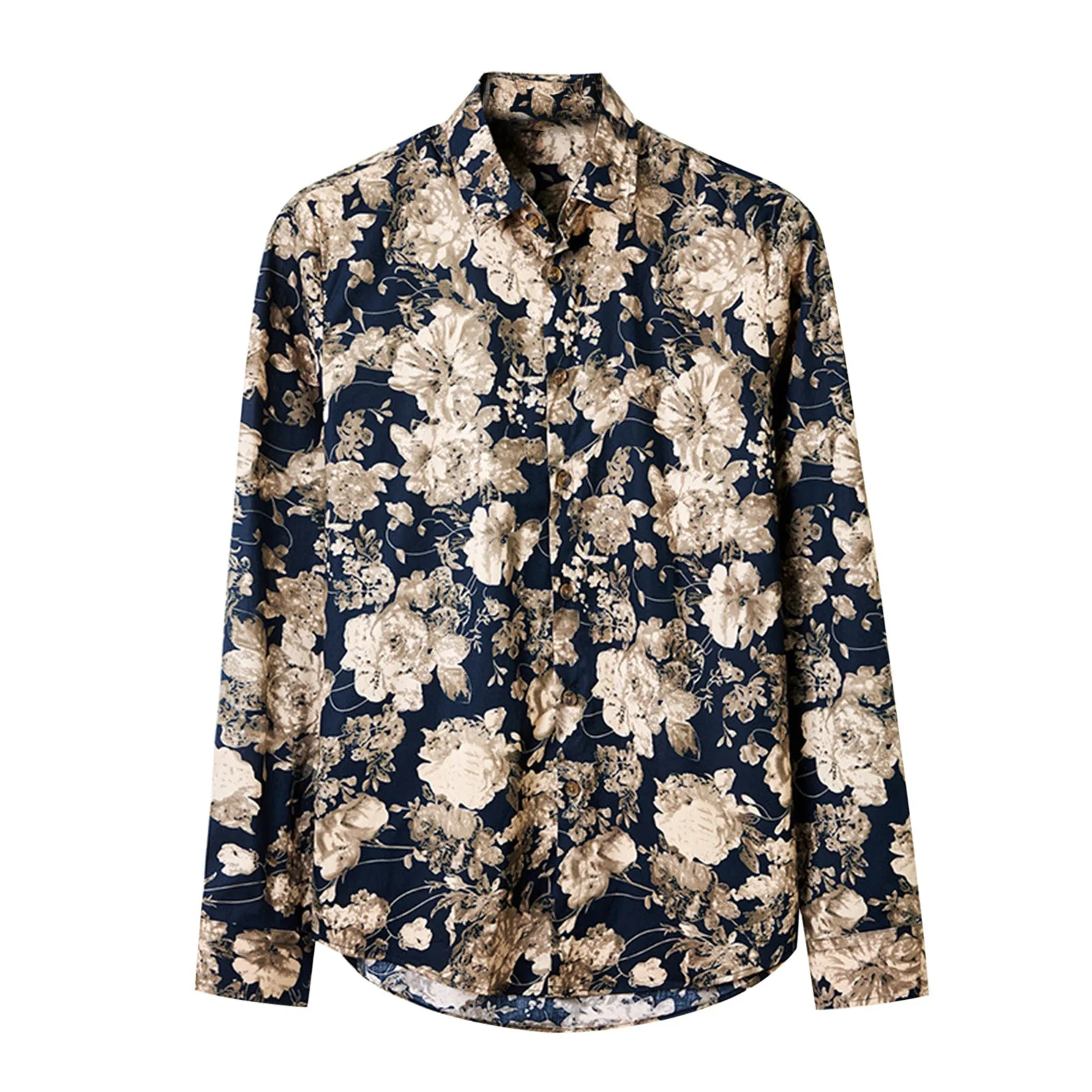 

Men'S Patterned Long Sleeved Retro Casual Shirt Hip-Pop Oversize Casual Button Cardigan Coat Streetwear Fashion Trends Clothing