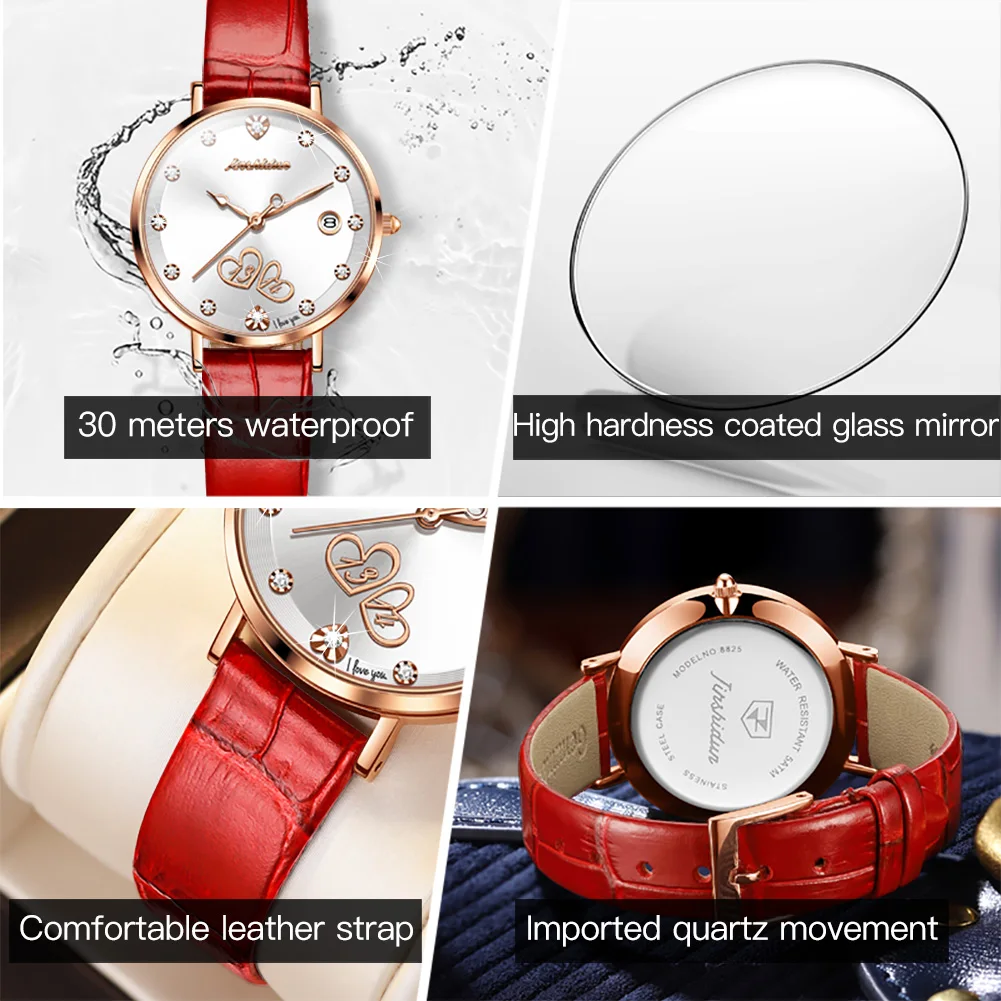 Reloj Mujer Ultra-thin TAXAU Luxury Brand Women Watch Genuine Leather Strap Rose Gold Eternal Love Diamond Wristwatch Femme Gift enlarge
