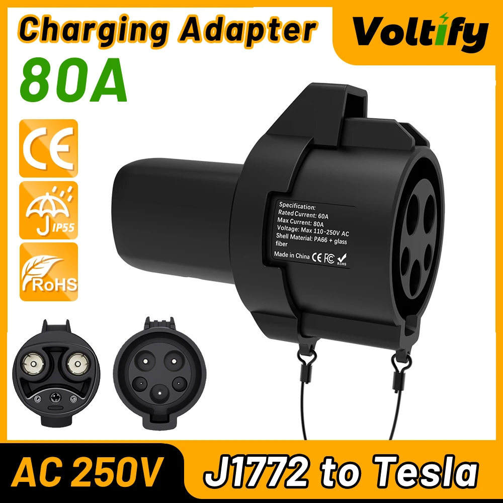 

Переходник J1772 в Tesla Model X Y 3 S EV для зарядного устройства, тип зарядного устройства для электромобиля, разъем для пистолета, преобразование EVSE, розетка Teslas