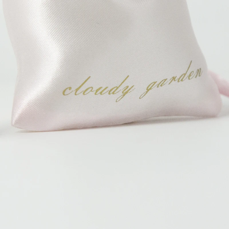 Custom Pink Silk Satin Jewelry Pouches Drawstring Bag with Ribbon Lipgloss Cosmetics Storage Party Gift Packaging Bags 50pcs