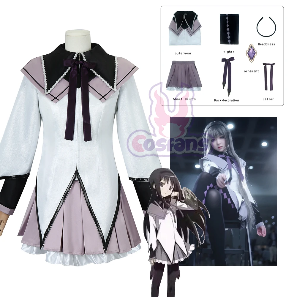 Anime Magical Girl Cosplay Puella Magi Madoka Magica Homura Akemi Costume Fighting Uniforms Socks for Mahou Shoujo Comic