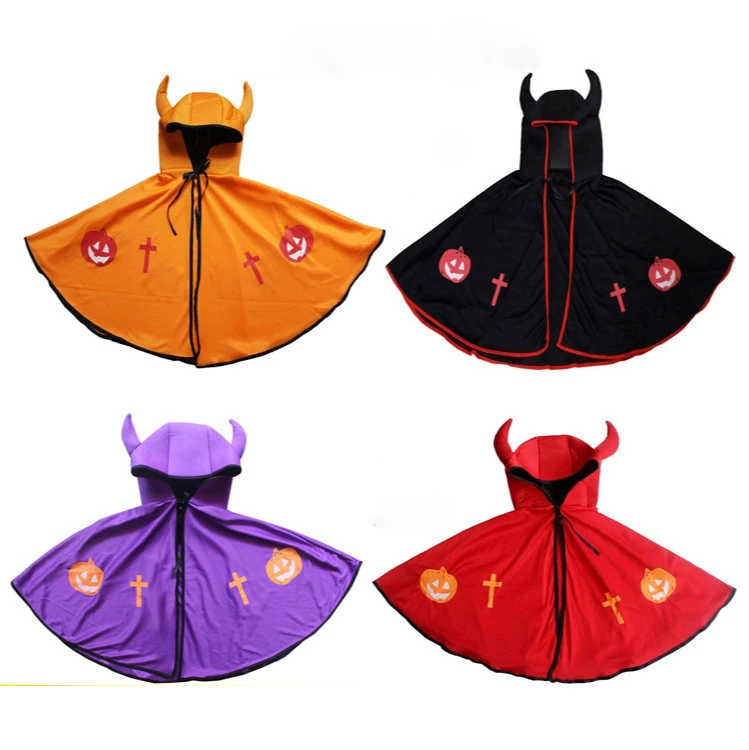 

Halloween cloak cloak children adult small horns demon masquerade shawl props horn cloak cloak mantle mantissa decorations
