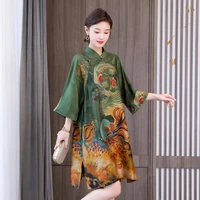 autumn winter floral mulberry silk midi dress 2022 elegant bodycon casual party vestidos women korean vintage long sleeve dress