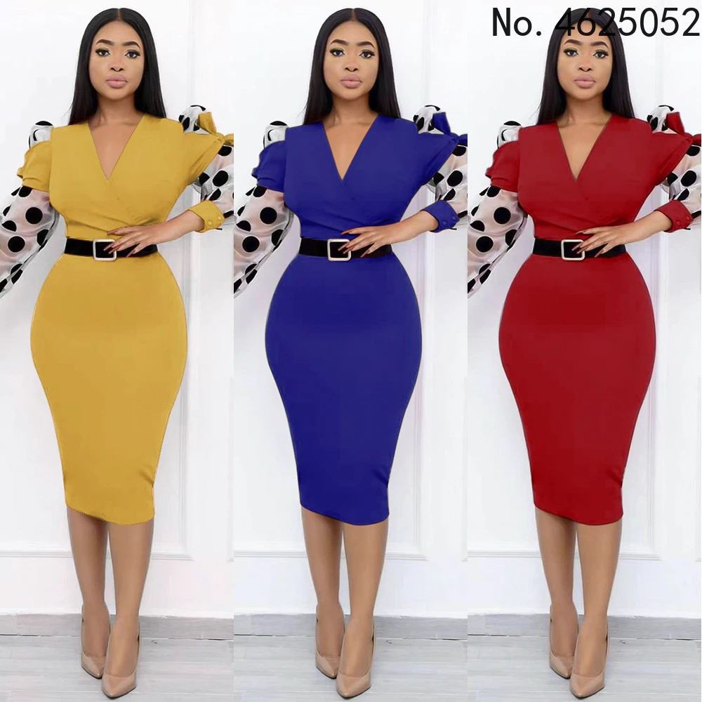 

African Dress For Women Dashiki Polka Dot Print Long Sleeve Bodycon Dresses Evening Party Gowns 2022 Summer Ankara Outfits