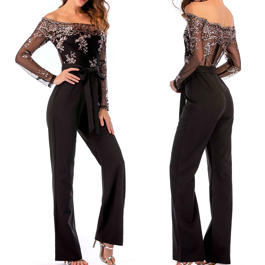 

Leg Sleeve Jumpsuit Women Mesh Shoulder Long Cold Wide Womens Air Jumpsuit Casual Rompers for Women Shorts Hot Romper Women