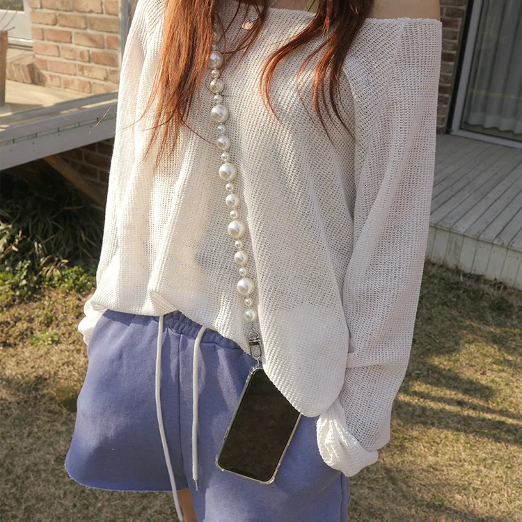 Long Pearl Phone Strap Lanyard Bag Chain for Women Phone Case Hanging Cord Anti Loss Rope Phone Neck Straps Chain Jewelry
