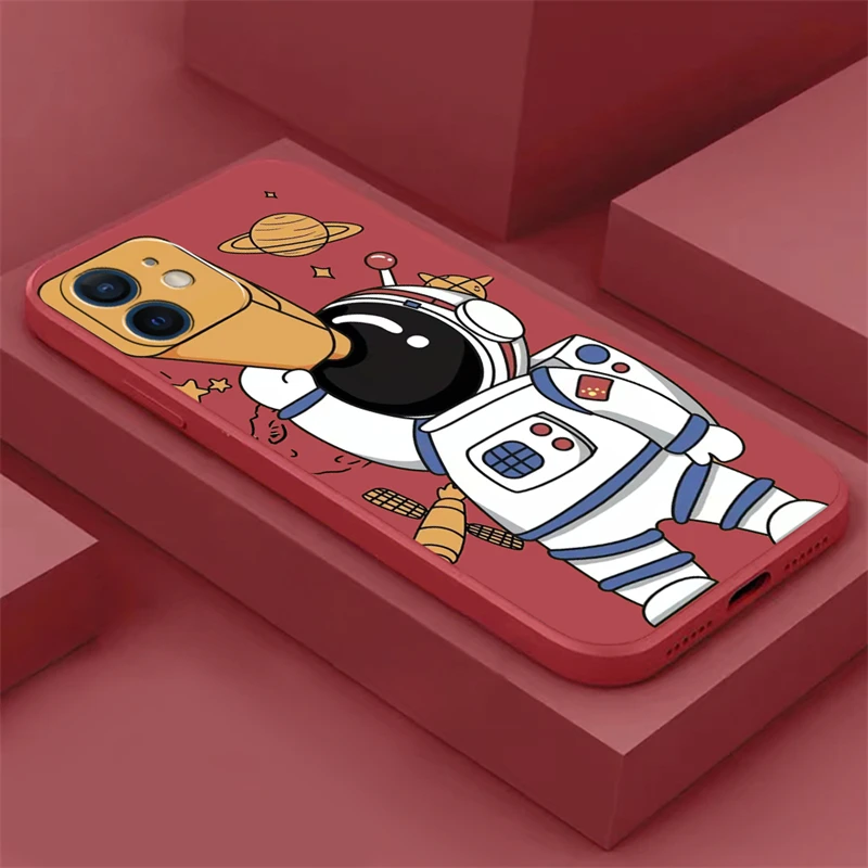 

Cute astronaut Phone Case For iPhone 13 12 11 Pro Mini X XR XS Max 5 5s 6 6s 7 8 Plus Soft Soft touch TPU silicon Bumper Cases