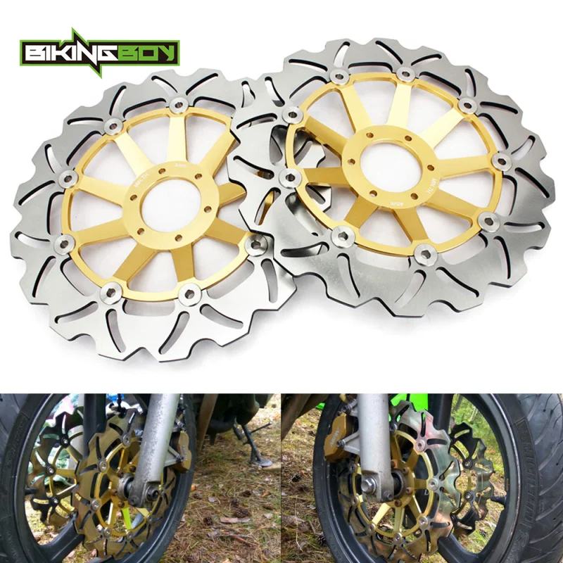 Фото BIKINGBOY Для Honda Hornet CB 600 F 00-06 05 CB600F S F2 00 01 02 03 04 Передние тормозные диски 296 мм, комплект из нержавеющей стали №1