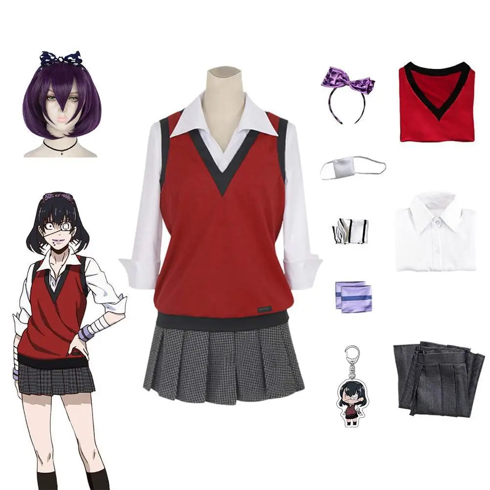 

Полный комплект Аниме Kakegurui Midari Ikishima японская школьная униформа для девочек косплей костюм одежда юбка костюм для взрослых и девочек