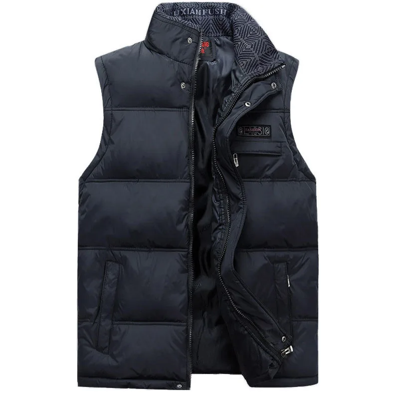 

Men Sleeveless Jacket China Winter Vest Male Casual Coats Cotton-Padded Men Warm High Collar Vest Photographer Men Waistcoat Red