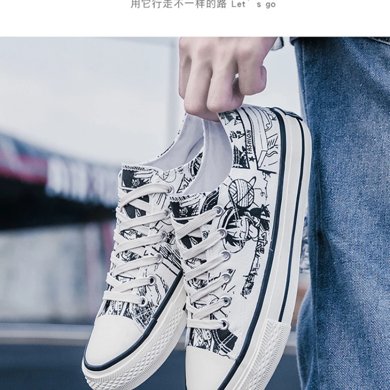 

Кеды холщовые, Повседневные высокие кроссовки для мальчиков и девочек, черные, белые, одна штука Луффи