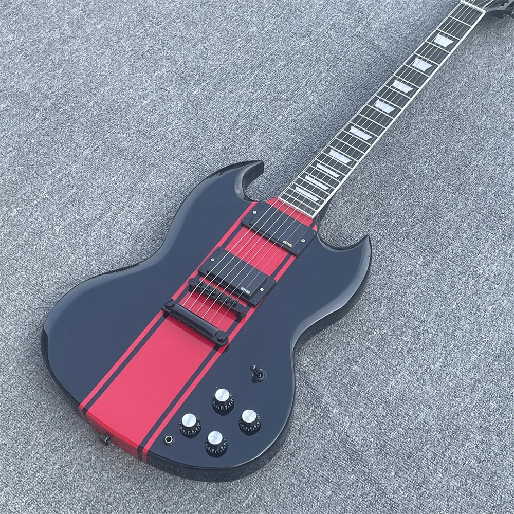 

SG electric guitar, black body, EMG pickup, rosewood fingerboard, fingerboard binding, real pictures, modifiable and customized