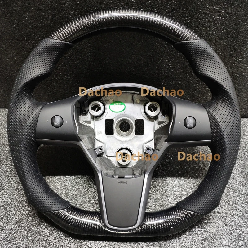 

Real Carbon Fiber Steering Wheel for Tesla Model 3 Model Y 2016-2022 Customized Perforated Leather