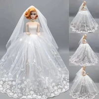 high quality 16 bjd doll dress for barbie clothes outfits white floral wedding dresses princess gown 30cm dolls accessories toy