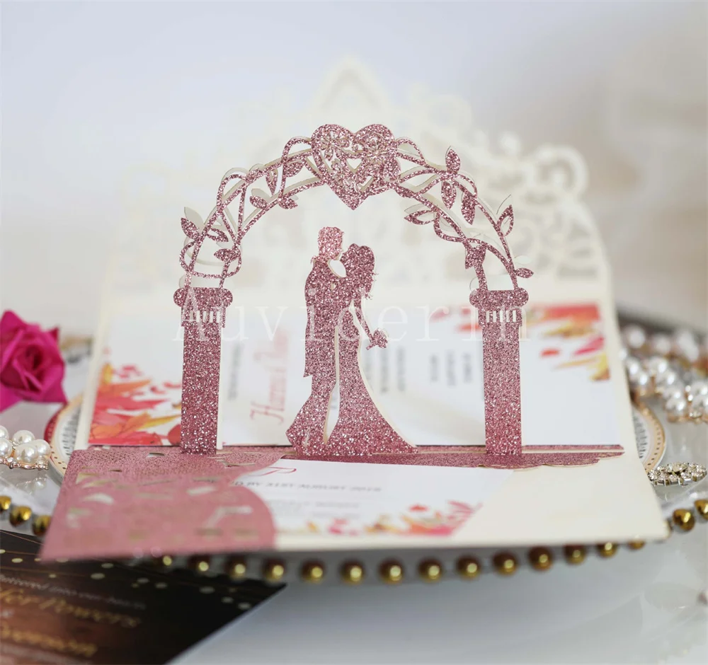 50 шт./партия блестящие карманы для свадебных приглашений