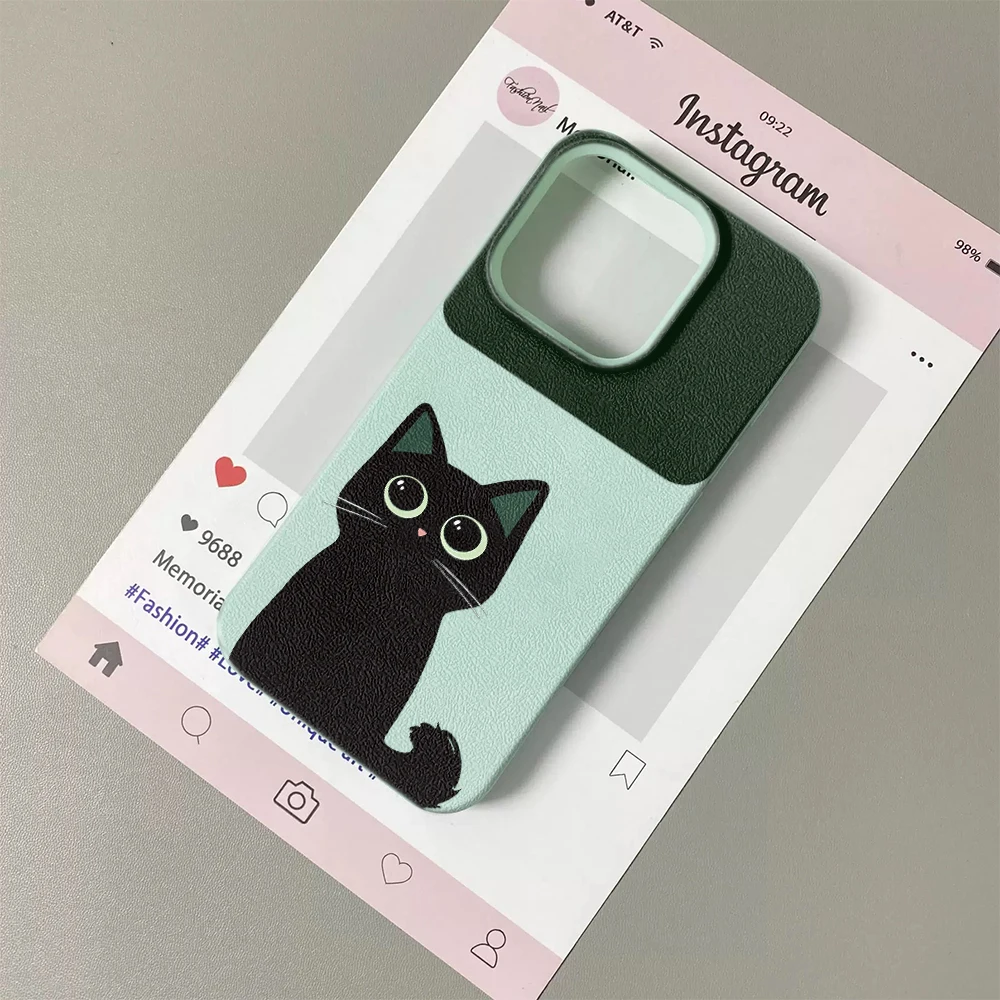 Милый чехол для iPhone 11 12 13 14 15 16 17 Pro Max Plus Air с рисунком черной кошки, креативный дизайн, мягкий чехол из поликарбоната (art.: 3920dc50a83ff) - 3920dc50a83ff