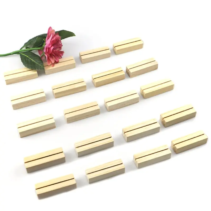 

20pcs Natural Wood Name Memo Clips Photo Holder Business Card Stand Desktop Message