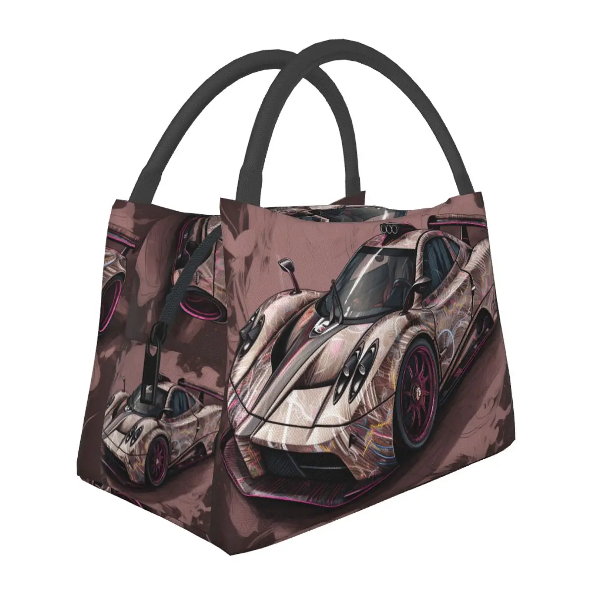 

Speed Sports Car Lunch Bag Cartoon Graphic Casual Lunch Box Travel Portable Insulated Cooler Bag Custom Thermal Lunch Bags