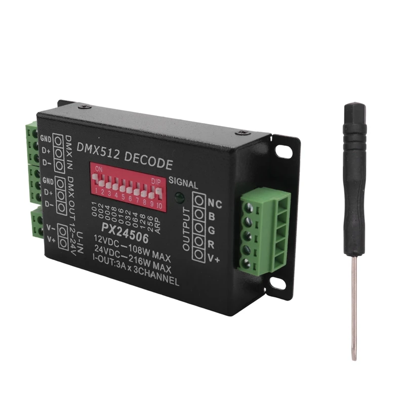 DC12V 24V PX24506 DMX 512 декодер драйвер усилителя контроллер для светодиодной ленты RGB
