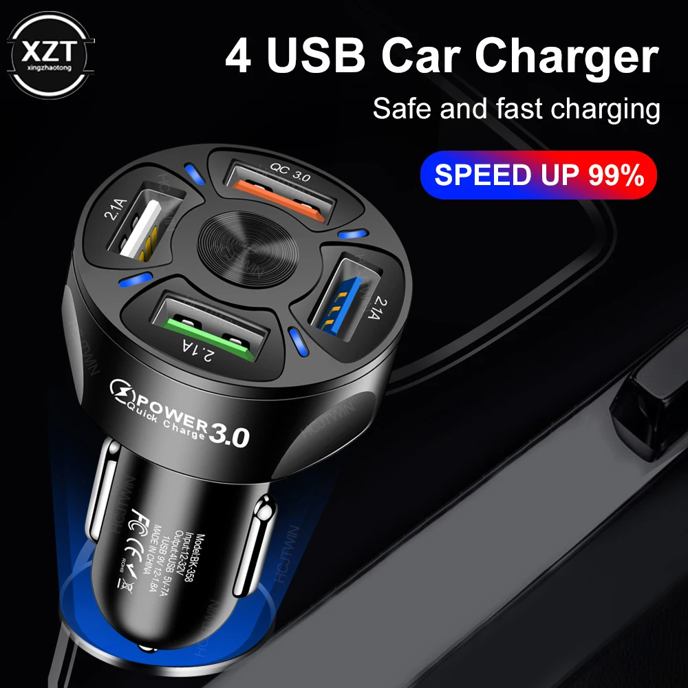 Dazzling Multi USB Car Lighter QC 3.0 5USB Car Charger One to five Car Charger Quick Charging Auto Accessories