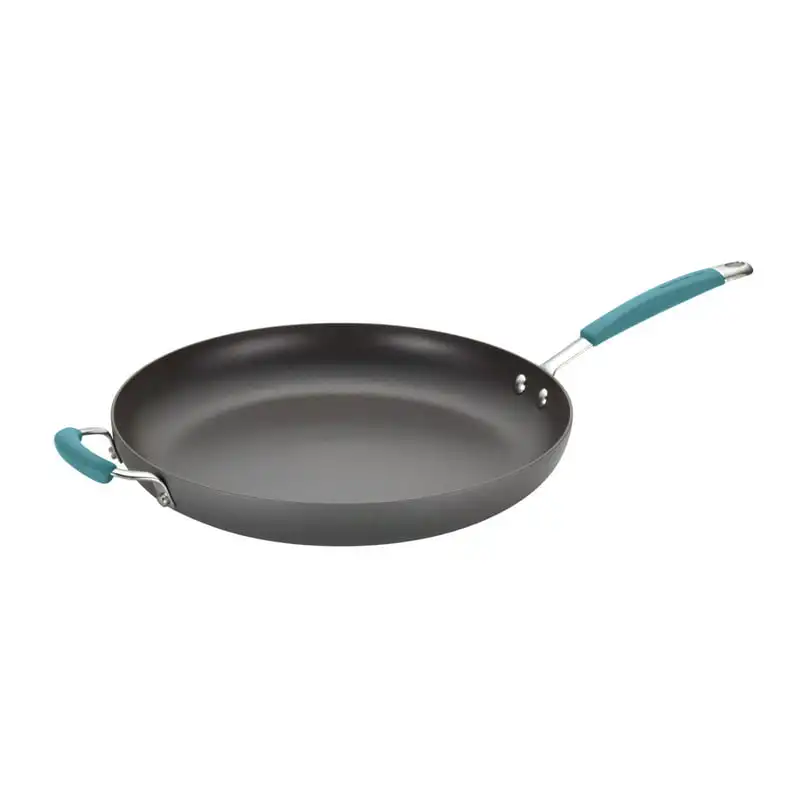 

Cucina Hard-Anodized Nonstick Skillet with Helper Handle, Gray/Agave Blue