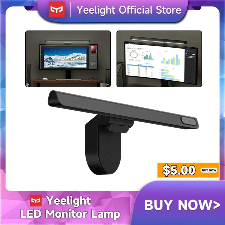 

Светильник Yeelight с плавным затемнением, светодиодный настольный светильник для компьютера, монитора, чтения, питание от USB