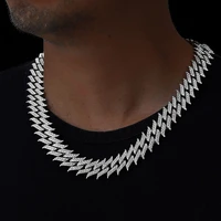 hip hop iced out miami cuban link chains necklaces 18mm bling paved rhinestone choker prong punk charm jewelrys for men women