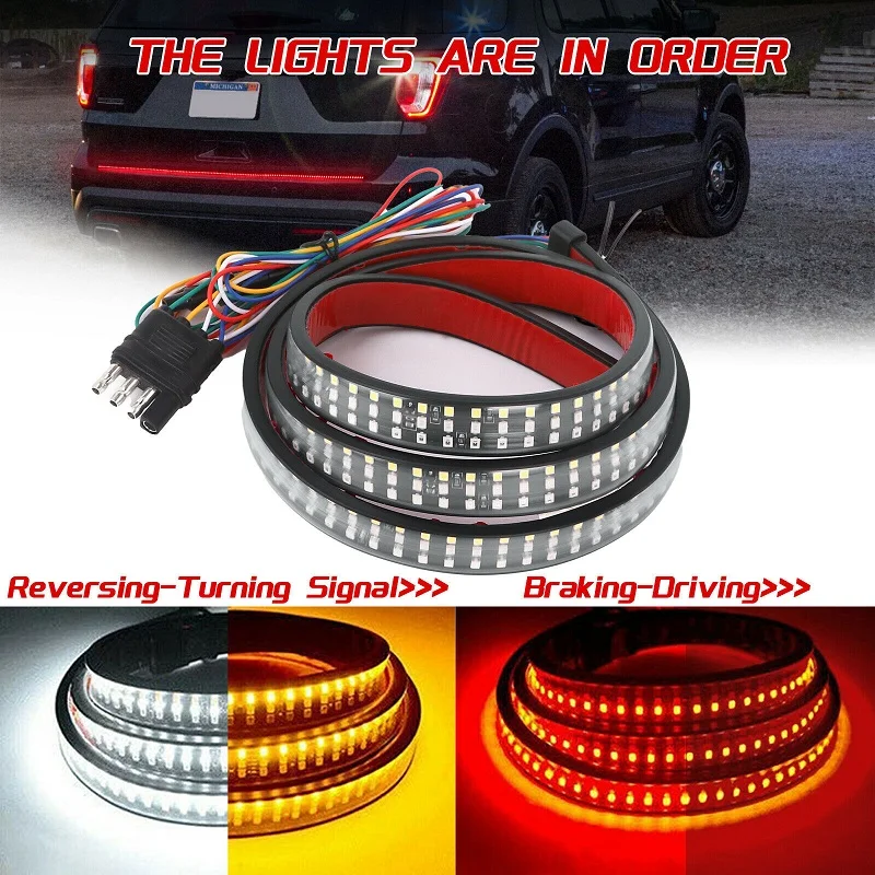 

48/60" 3-Row 432 LED Truck Tailgate Light Bar Strip Reverse Brake Signal Tail Lamp Car Accessories