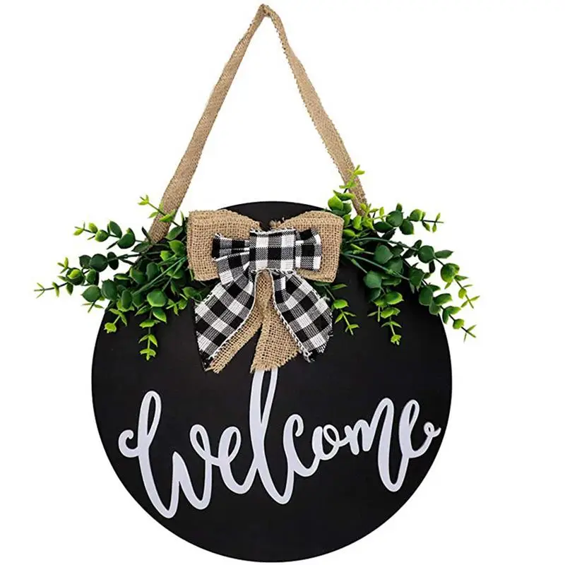 

Знак приветствия, круглая деревянная дверь, подвесная для фермерской входной двери, украшение для дома «сделай сам», настраиваемый узор